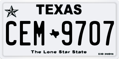 TX license plate CEM9707