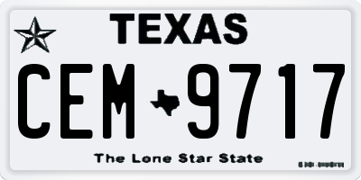 TX license plate CEM9717