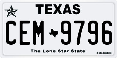 TX license plate CEM9796