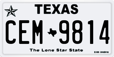 TX license plate CEM9814