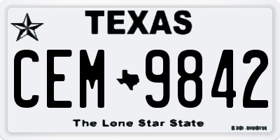 TX license plate CEM9842