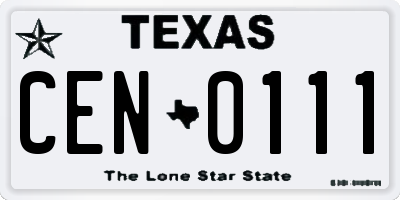 TX license plate CEN0111