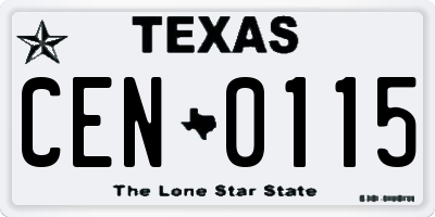 TX license plate CEN0115