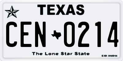 TX license plate CEN0214