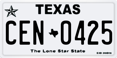 TX license plate CEN0425