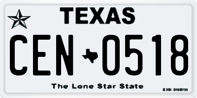 TX license plate CEN0518
