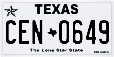 TX license plate CEN0649