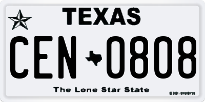 TX license plate CEN0808
