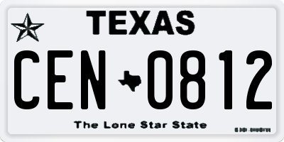 TX license plate CEN0812