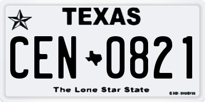 TX license plate CEN0821