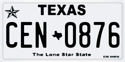 TX license plate CEN0876