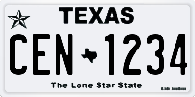 TX license plate CEN1234