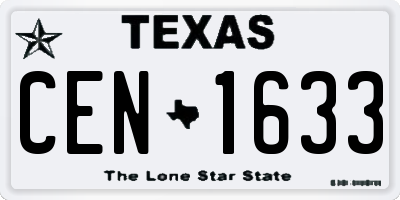 TX license plate CEN1633