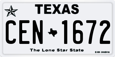 TX license plate CEN1672