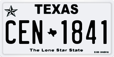 TX license plate CEN1841
