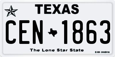 TX license plate CEN1863