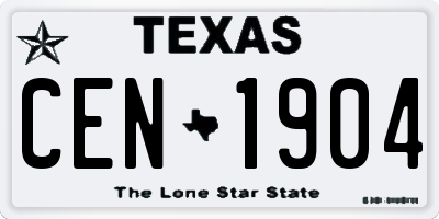 TX license plate CEN1904