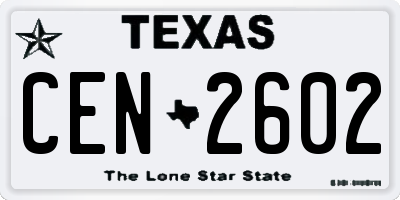 TX license plate CEN2602