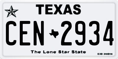 TX license plate CEN2934