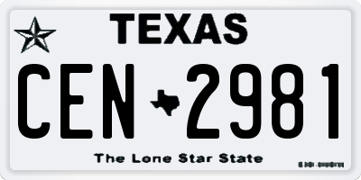 TX license plate CEN2981