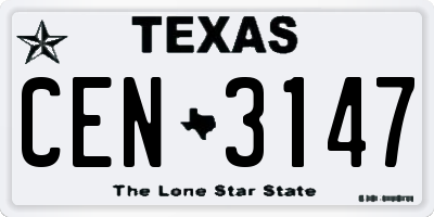 TX license plate CEN3147