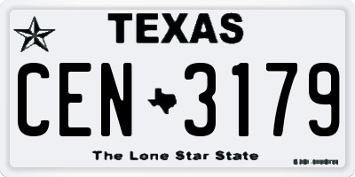 TX license plate CEN3179
