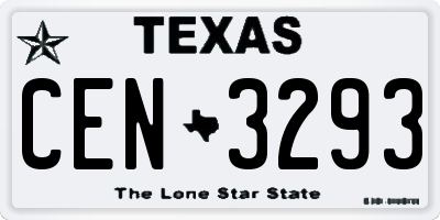 TX license plate CEN3293