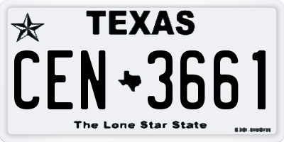TX license plate CEN3661