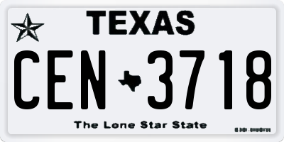 TX license plate CEN3718