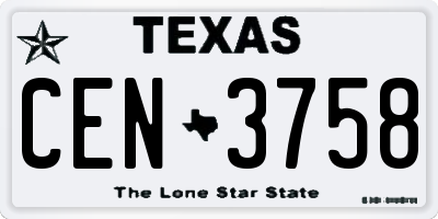 TX license plate CEN3758