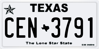TX license plate CEN3791