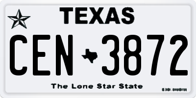 TX license plate CEN3872