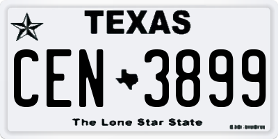 TX license plate CEN3899