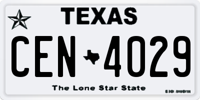 TX license plate CEN4029
