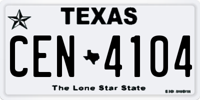 TX license plate CEN4104