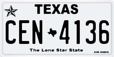 TX license plate CEN4136