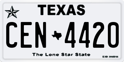 TX license plate CEN4420