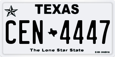 TX license plate CEN4447