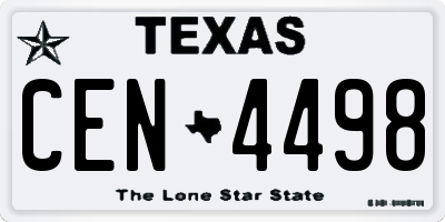 TX license plate CEN4498