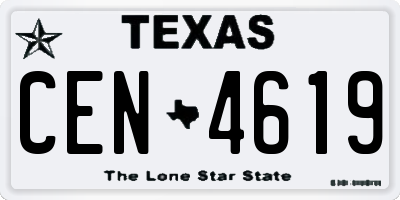 TX license plate CEN4619