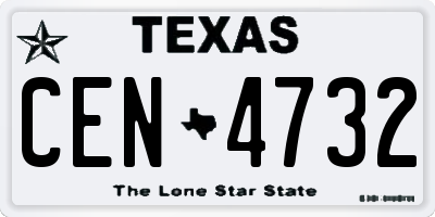 TX license plate CEN4732