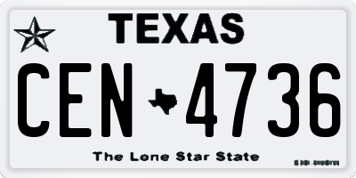 TX license plate CEN4736