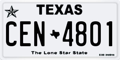 TX license plate CEN4801