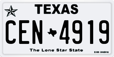 TX license plate CEN4919