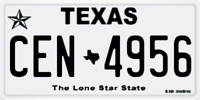TX license plate CEN4956