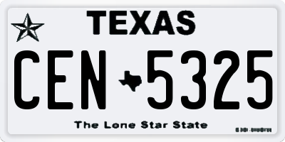 TX license plate CEN5325