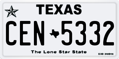 TX license plate CEN5332