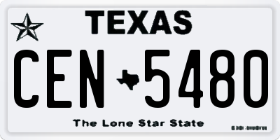 TX license plate CEN5480
