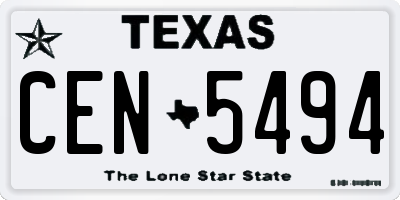 TX license plate CEN5494