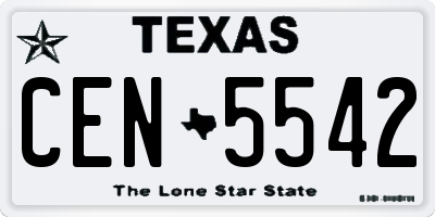 TX license plate CEN5542
